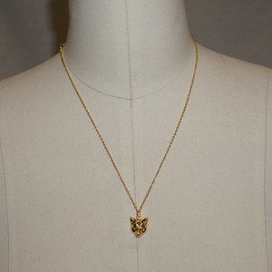 J crew Fox charm gold plated Necklace NWT 18" 3D fox head